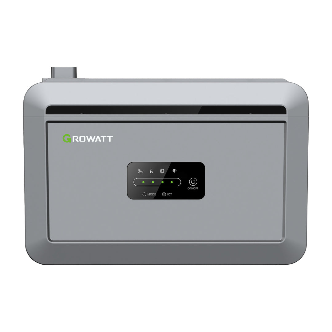 Front view of the Growatt NEXA 2000 all-in-one solar battery with LED status panel