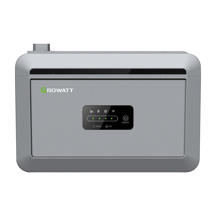 Front view of the Growatt NEXA 2000 all-in-one solar battery with LED status panel