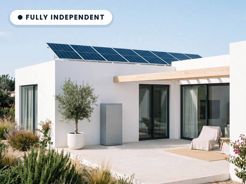 Portuguese villa with solar panels and battery storage for a fully off-grid system